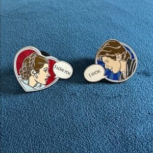 Disney StarWars Pins Princess Leia & Han Solo “I Love You / I Know” Hinged Pins